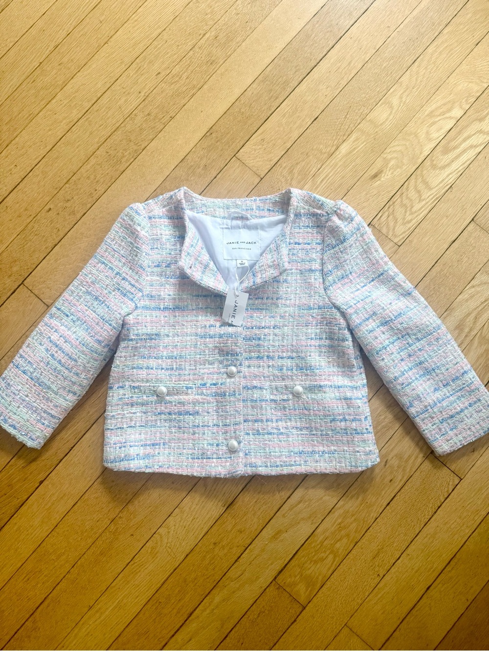 Janie and Jack Pastel Tweed Blazer in Pink, Blue & White NWT Size 10